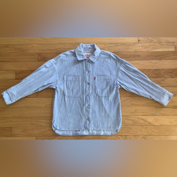 Levi's Oversized Light Blue Corduroy Shirt Jacket, Size Small. - Picture 1 of 12